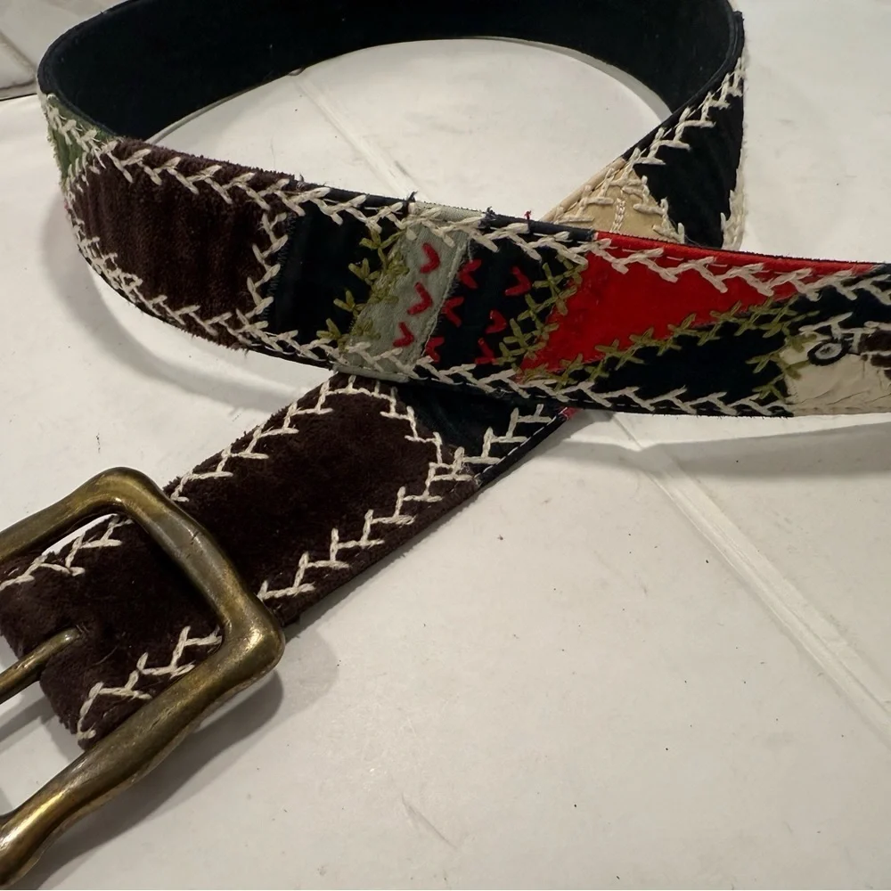Lucky Brand Textured Patterned Woman’s Belt Sz 34 BOHO Western Country